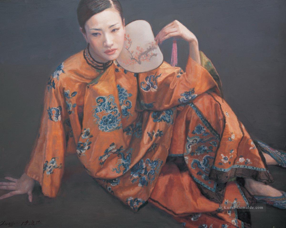 Lady mit Fan Chinese Chen Yifei Mädchen Ölgemälde